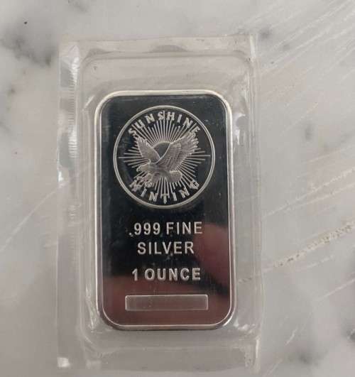 1 Ounce Sunshine Silver Minted Bar .999 Fine