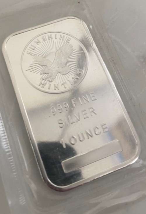 1 Ounce Sunshine Silver Minted Bar .999 Fine