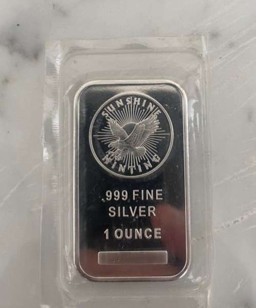 1 Ounce Sunshine Silver Minted Bar .999 Fine