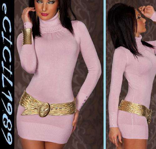 STUNNING LONG PULL JUMPER knitted MINI DRESS with CASHMERE size 8/10