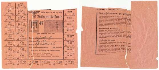 Original WW2 German Food Ration Document - Hamburg 1943