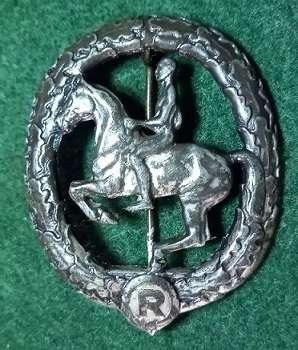 Ww2 German Horse Riders Badge in Silver - Reiterabzeichen by Cnr. Lauer