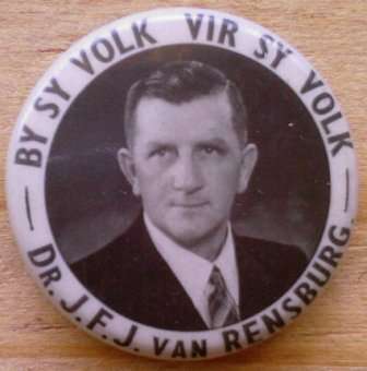 "By sy Volk, Vir sy Volk-- Dr. JFJ.van Rensburg Lapel Badge - Rare!
