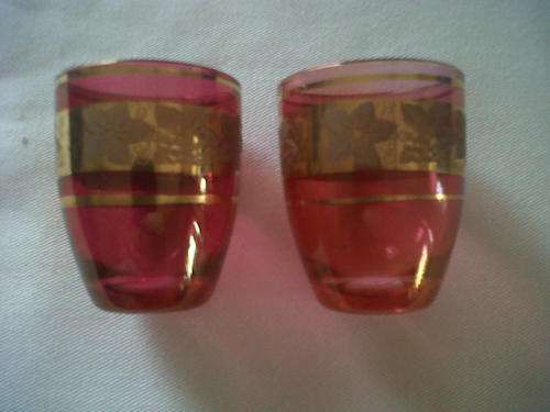 Sherry Glasses Pink with Gold Leaf Inlay
