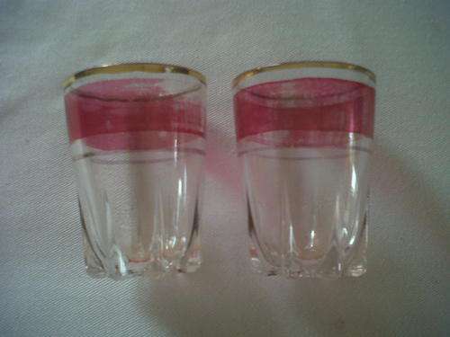 Sherry Glasses With Gold Rim and Pink Inlay