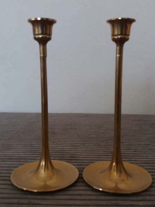 2 X BRASS CANDLE HOLDERS