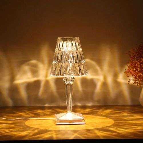 Diamond Crystal Table Lamp Bedroom Bedside LED Decorative Lamp (RGB + Remote)