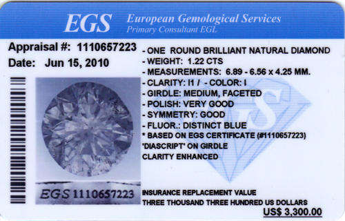 Huge EGS cetified  1.22ct  - colour i  - { i / 1 } Natural Diamond - #Crazy R1 Start#