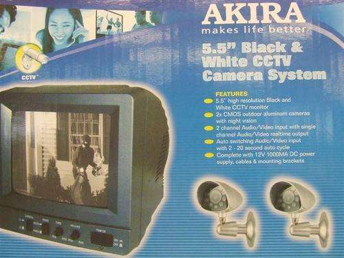 AKIRA 5.5" BLACK AND WHITE CCTV CAMERA SYSTEM + 2 cameras