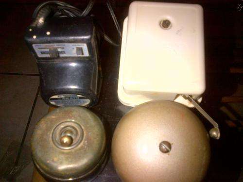 antique school belll and switch with transformer
