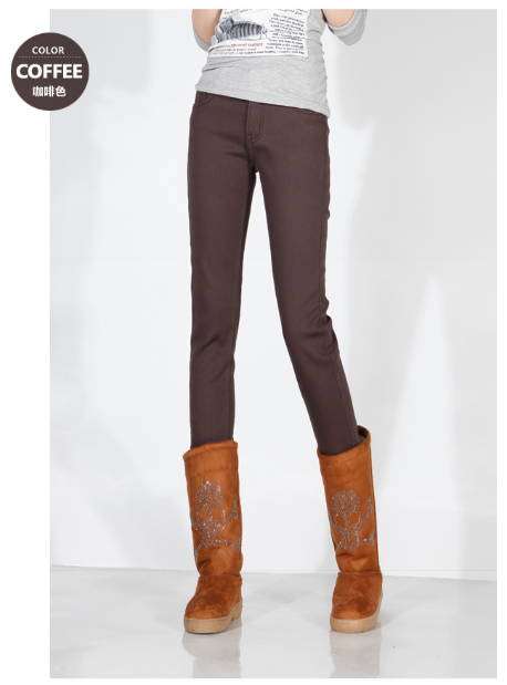 Leisure thickened cashmere cotton warm feet pants (9 Size) (9 color) 4195 Coffee Size26-34
