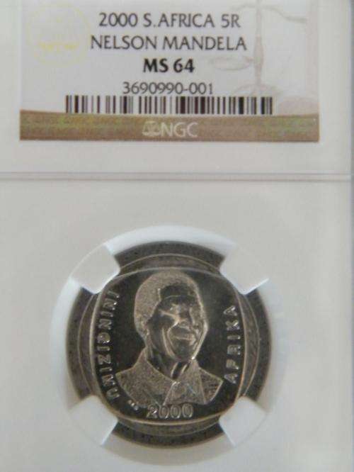 2 x 2000 Nelson Mandela "Smileys" graded MS64 by NGC - Bid per Coin