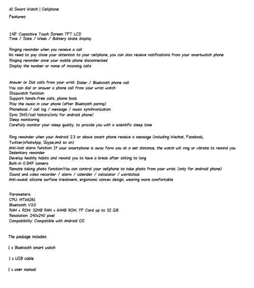 A1 Smart Watch with mobile Phone