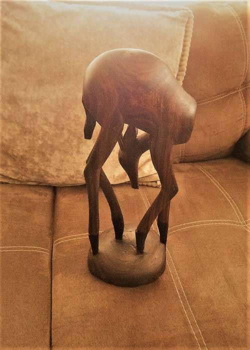 Grazing Deer wooden figurine