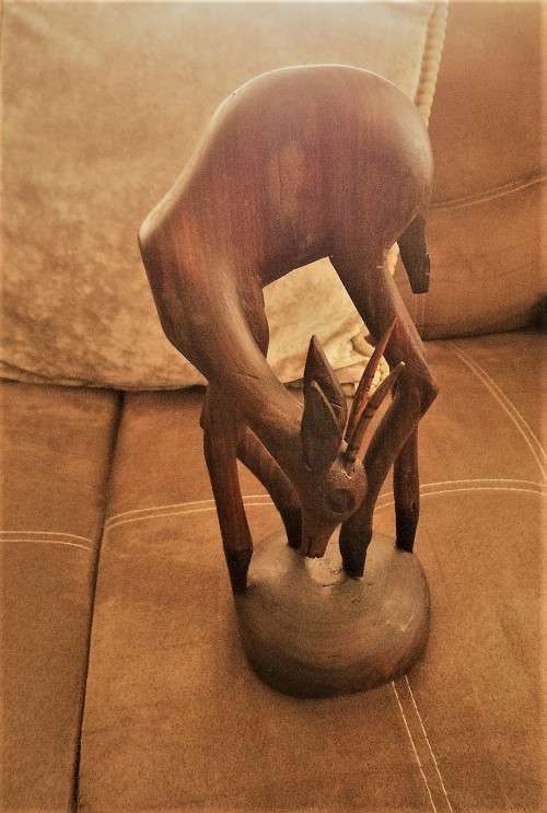 Grazing Deer wooden figurine