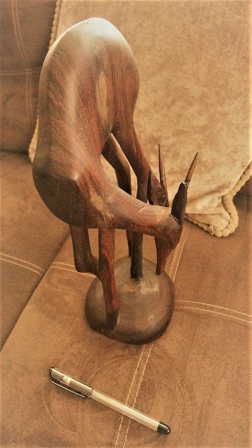 Grazing Deer wooden figurine