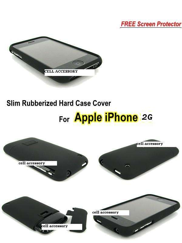 Slim Rubberized Case Cover For Apple iPhone 2G-Matt Black+screen protector
