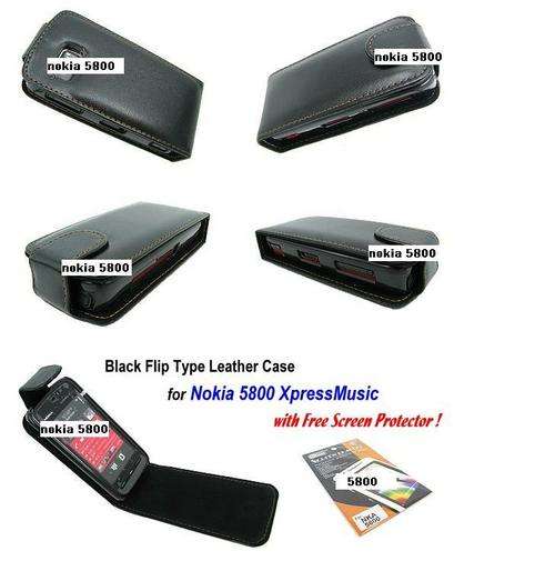 Flip Leather Case + Film for Nokia 5800 XpressMusic