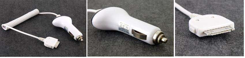New white Car Charger for iPad/iPod/iPhone
