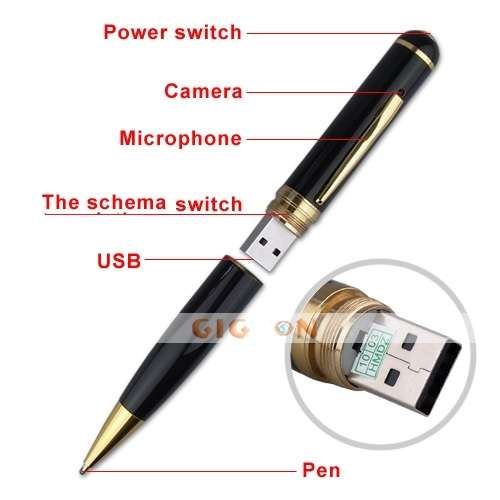 Motion activated 4GB spy pen camera DVR recorder