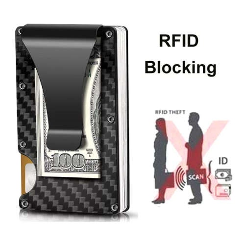 Minimalist carbon fibre, RFID blocking card wallets