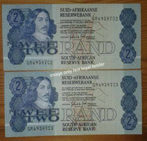 Nice lot of x2 1980's consecutive R2 notes (Uncirculated)