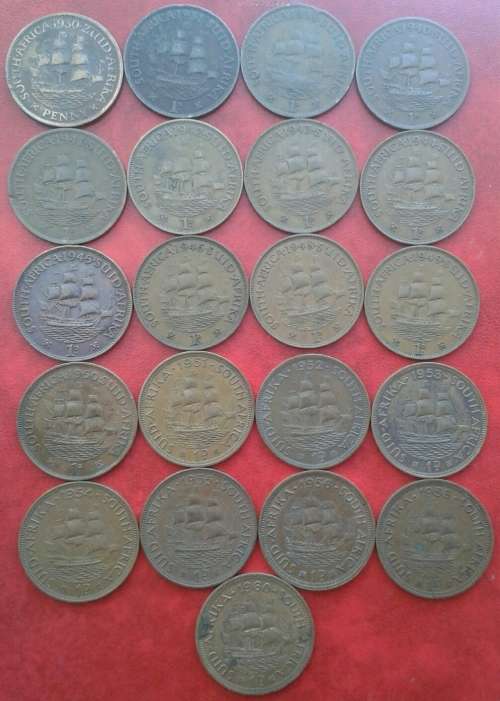 Lot of x21 union pennies (1930-1960)