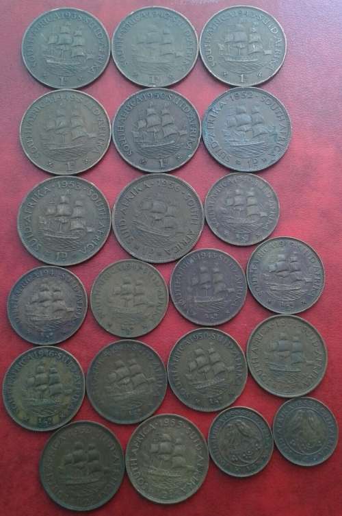 Collection of x21 union coins (1938-1956)