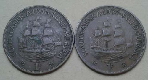 1936 & 1937 union penny set