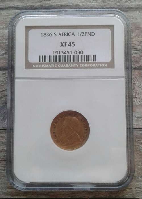 Nice 1896 ZAR gold 1/2 Pond NGC XF45