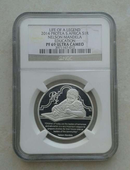 Scarce 2014 Mandela `Education` proof silver R1 NGC PF69 UC