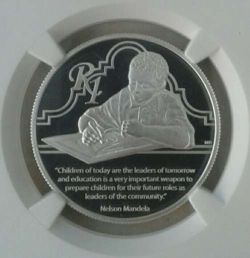 Scarce 2014 Mandela `Education` proof silver R1 NGC PF69 UC
