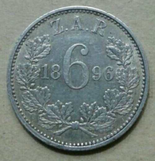 Higher grade 1896 ZAR Kruger silver sixpence in AXF