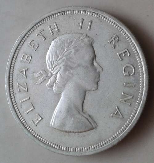 Scarcer 1955 union silver 5 Shillings in aXF (low mintage)
