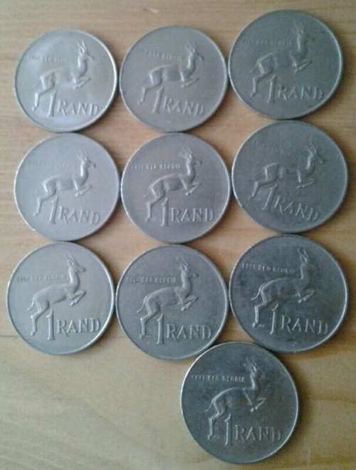 Lot of 10 old nickel R1 coins (1977-1990)