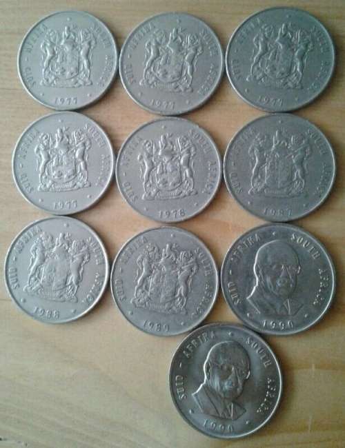 Lot of 10 old nickel R1 coins (1977-1990)