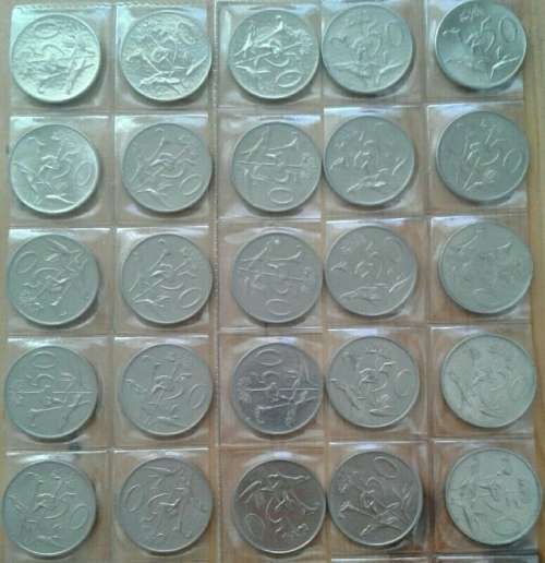 S.A 2nd decimal 50c set in numerical sequence (1966-1990)