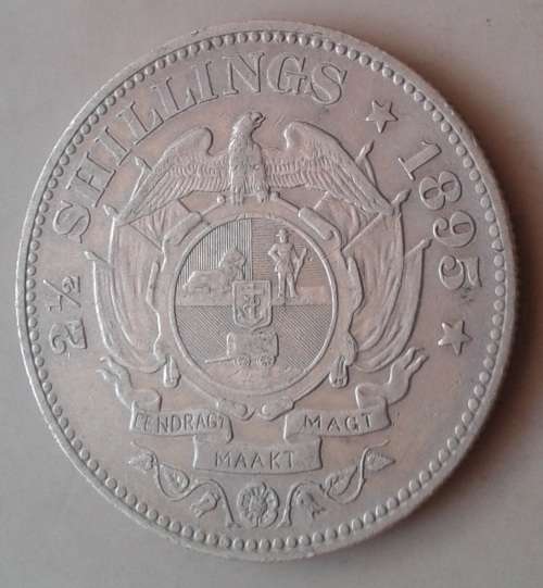 Nice 1895 ZAR Kruger silver 2 1/2 Shillings in VF
