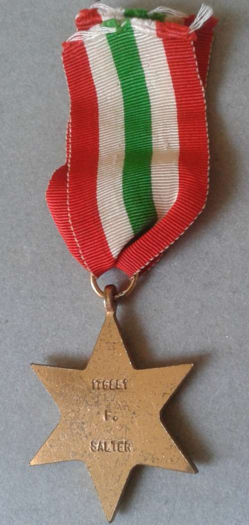 WW2 Italy star to F.Salter with paperwork