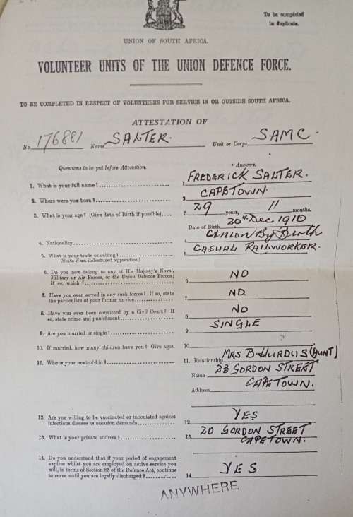 WW2 Italy star to F.Salter with paperwork