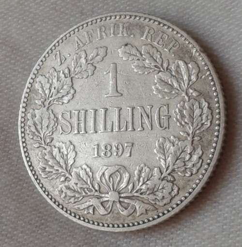 Nice 1897 ZAR Kruger silver shillinb in VF