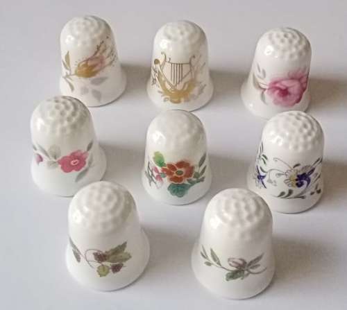 Lot of 8 vintage Coalport England porcelain thimbles