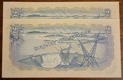 1974 crisp uncirculated R2 note set in sequence