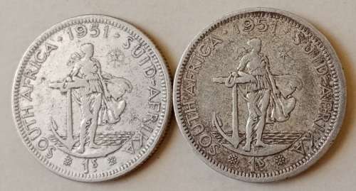 1951 Union silver shilling as per images