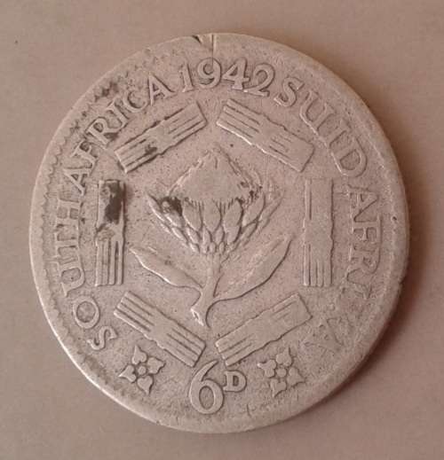 1942 Union silver sixpence as per images