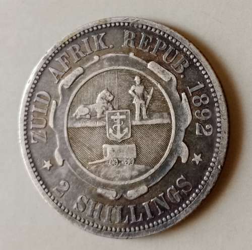 Scarce 1892 ZAR Kruger silver 2 Shillings in nice condition