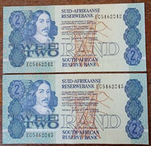Set of x5 uncirculated 1980s R2 notes in sequence