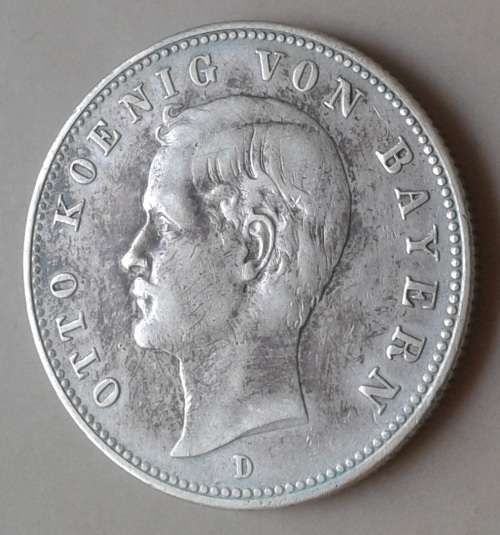 1891 German States Bavaria silver 2 Mark with VF details