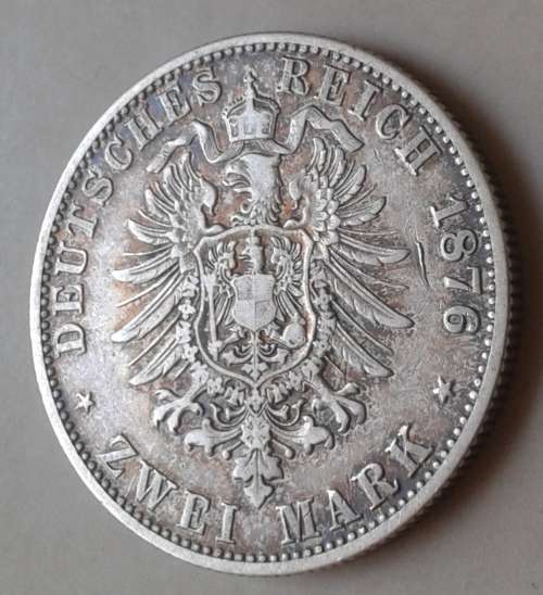 1876 German States Hamburg silver 2 Mark in XF (High cat value)
