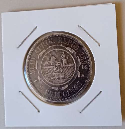 Scarce 1892 ZAR Kruger silver 2 Shillings in nice condition